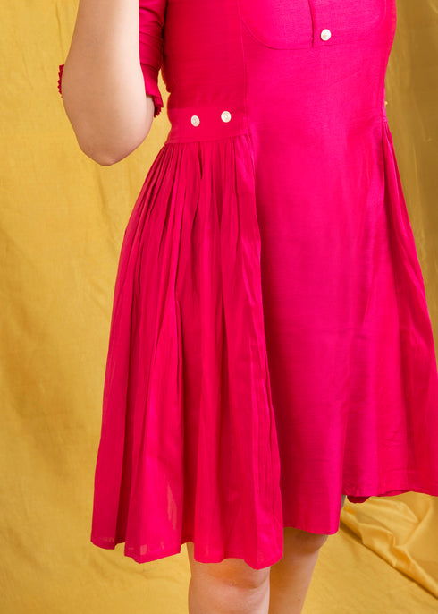PINK SHORT GATHERS DRESS